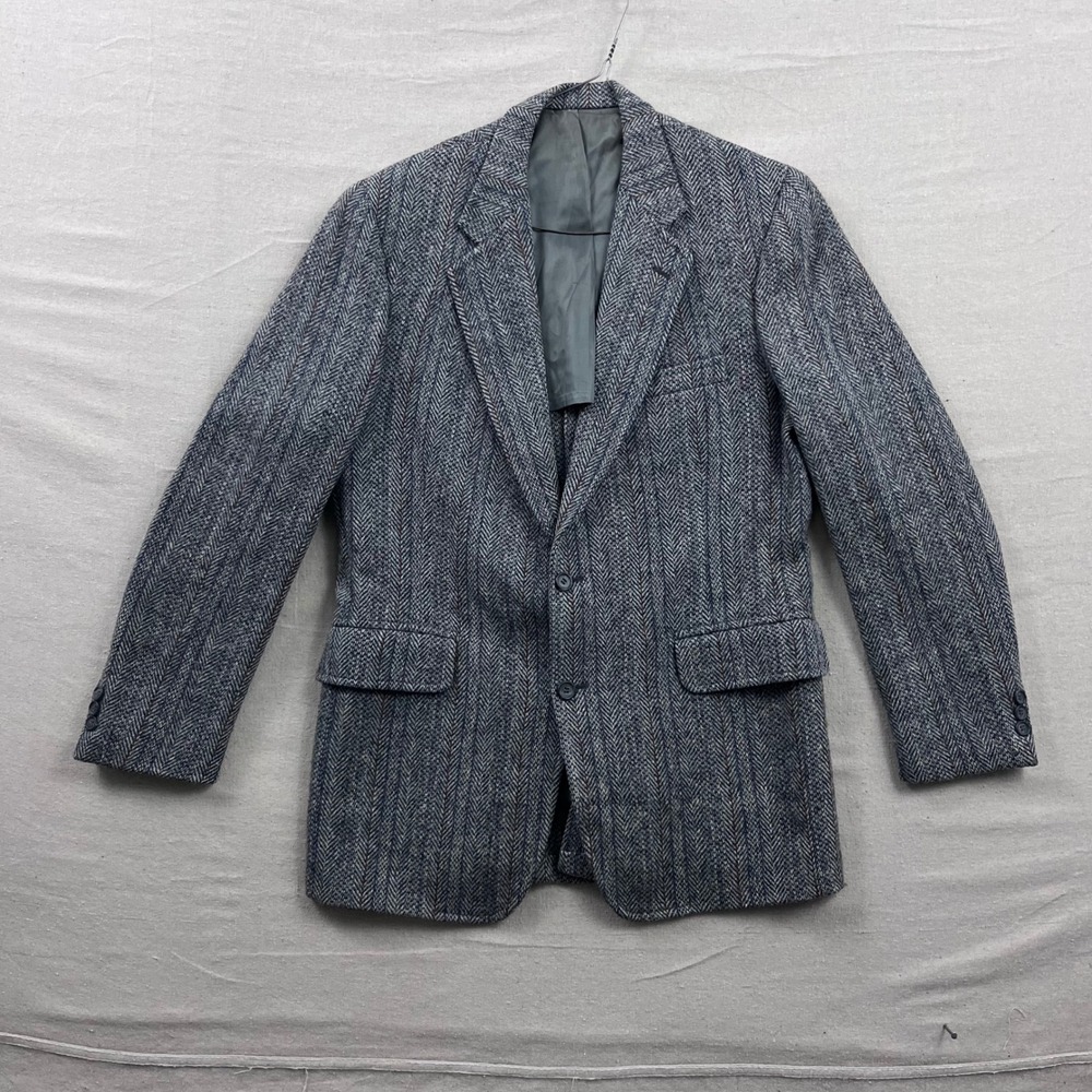 Jos. A. Bank Blazer Mens 42 Grey Harris Tweed Wool Herringbone Sport Coat